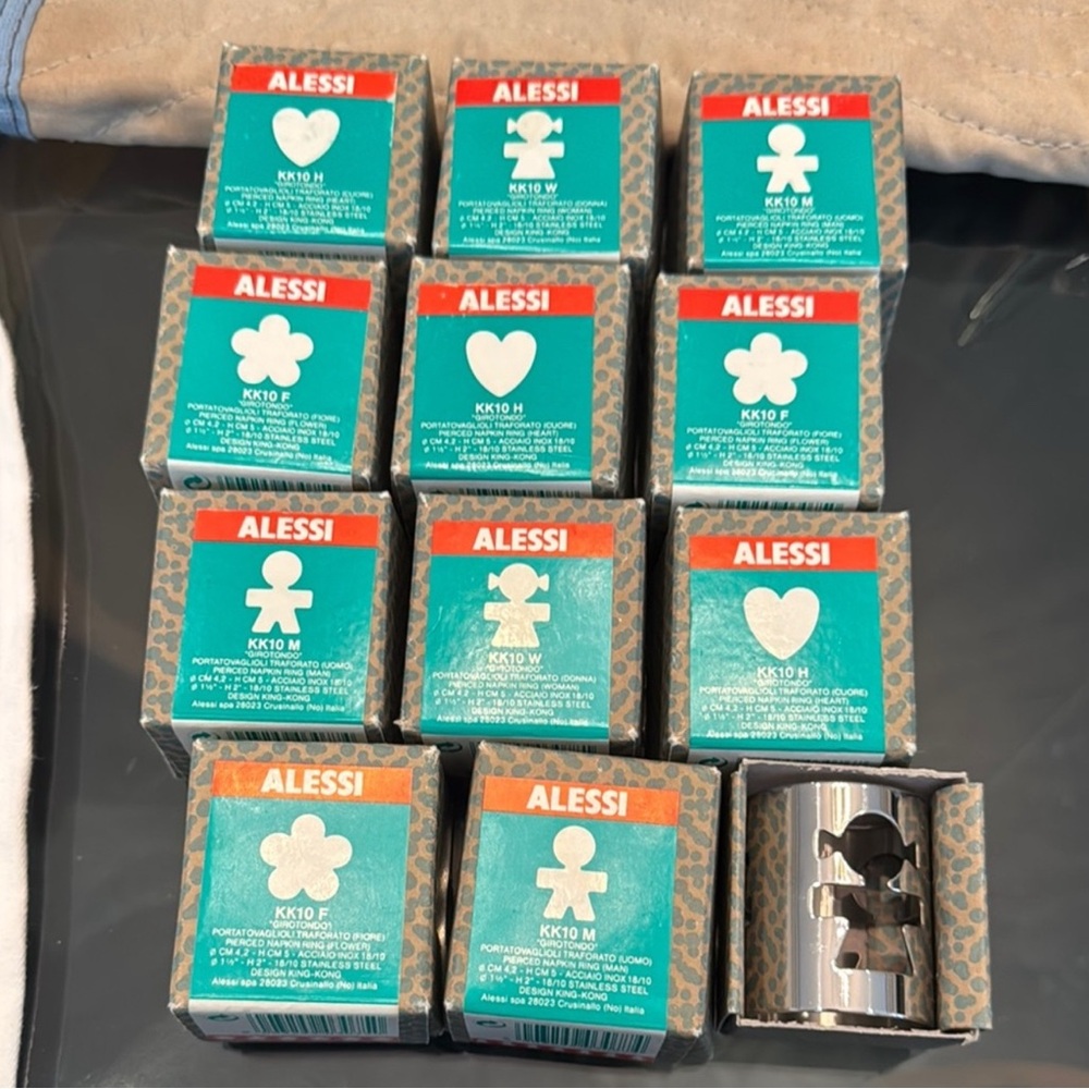 Alessi 18/10 Stainless Steel Napkin Rings Holder Set of 12 NEW